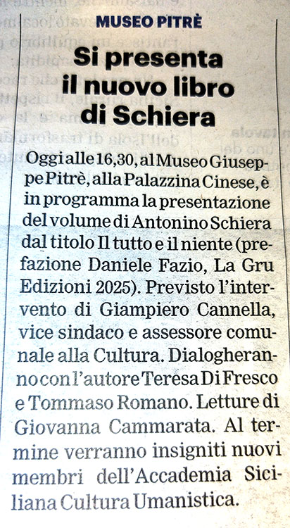 Si presenta il nuovo libro di Schiera Si presenta il nuovo libro di Schiera