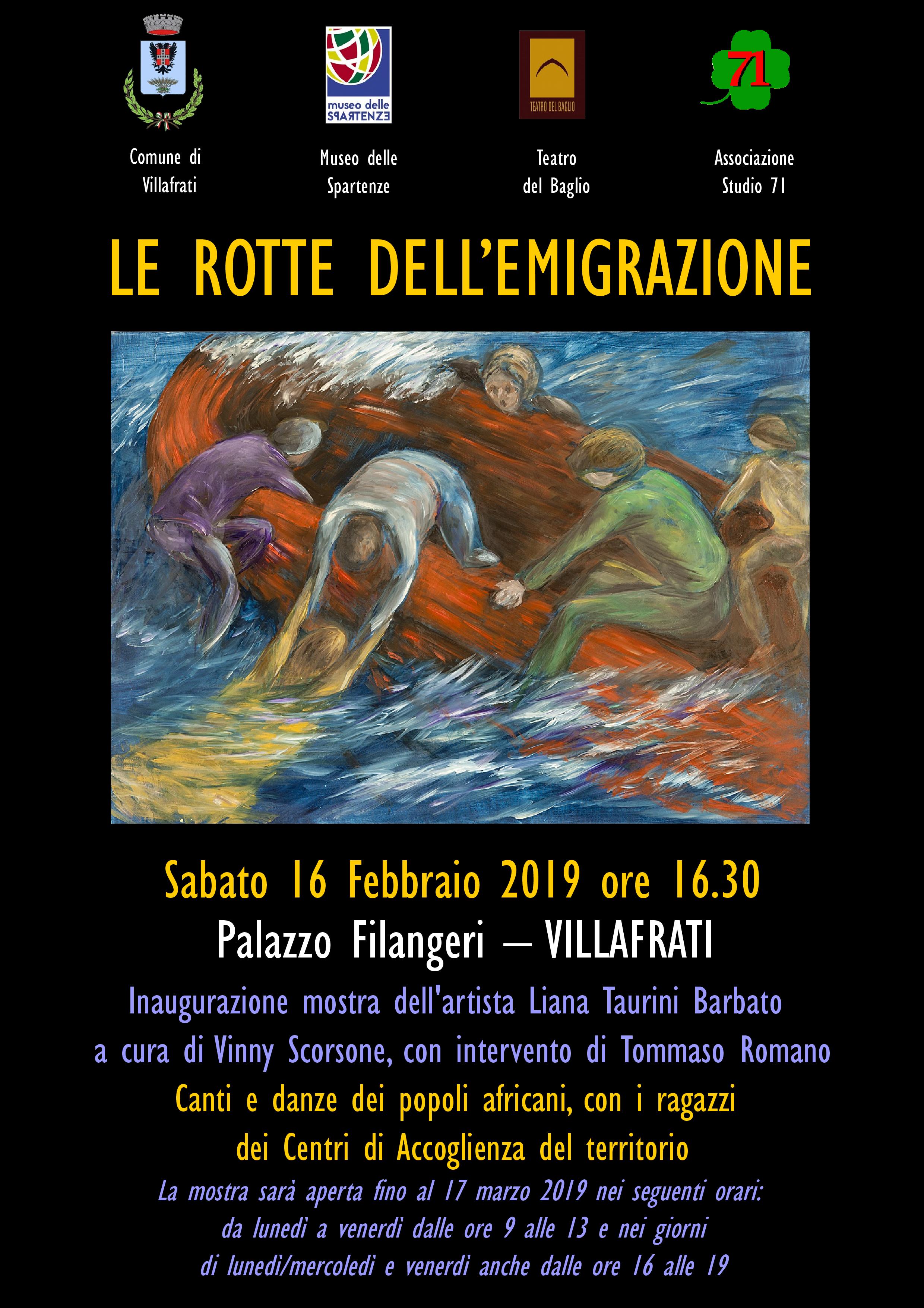 Inaugurazione della Mostra "Le rotte dell’emigrazione" di Liana Taurini Barbato, il 16 Febbraio 2019 a Villafrati 