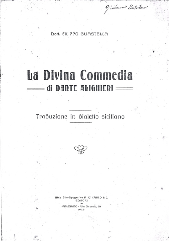“Dante in dialetto siciliano” di Ida Rampolla del Tindaro 