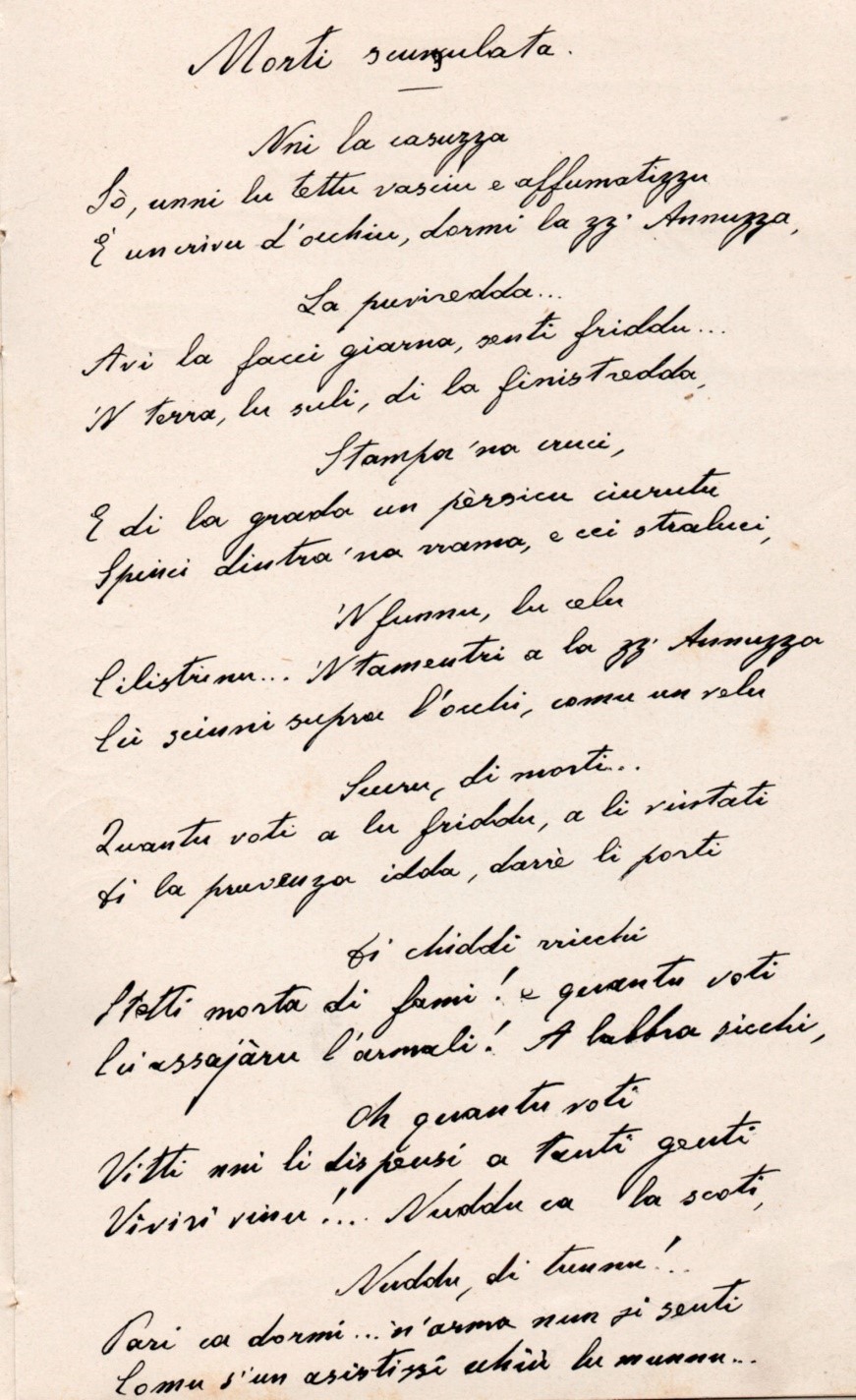 Attorno a una poesia di Alessio Di Giovanni: “Morti scunzulata” - di Vittorio Riera
